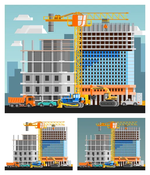 Conjunto de composiciones de construcción y ciudad — Vector de stock