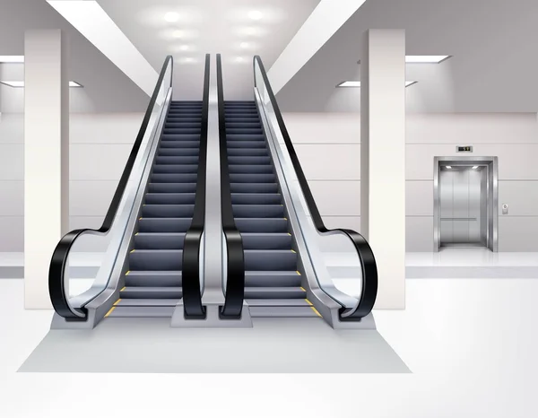 Escalator Interior Realistic Concept — Stock Vector