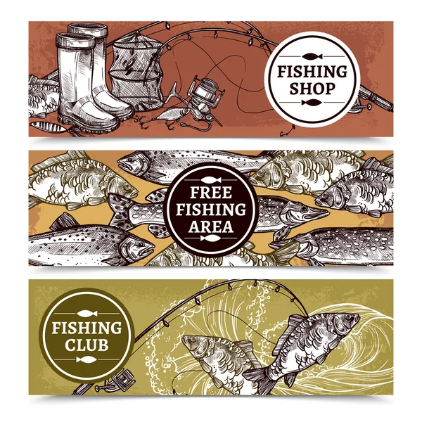 Fishing Horizontal Banners — Stock Vector