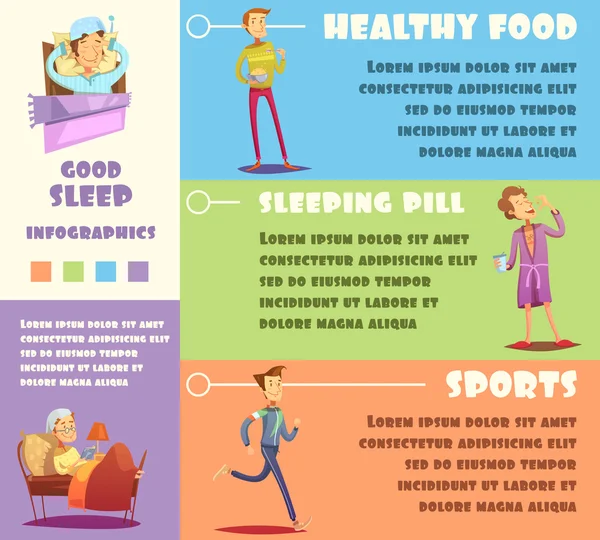 Infográfico do Homem do Sono — Vetor de Stock