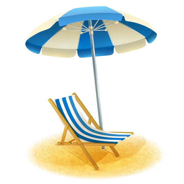 Deck Chair With Umbrella Illustration — Stock Vector