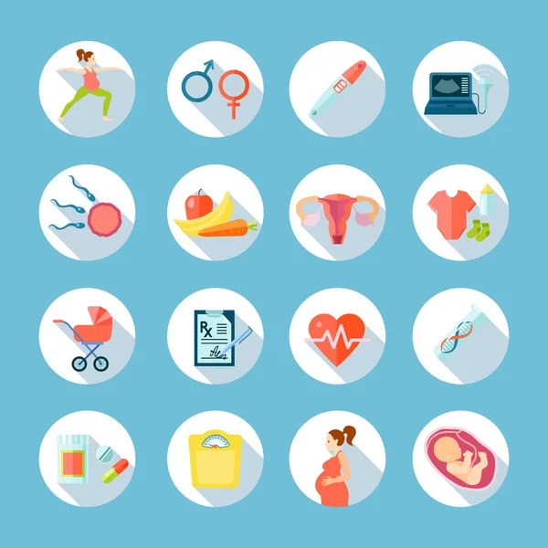 Pregnancy Round Icons Set — Stock Vector