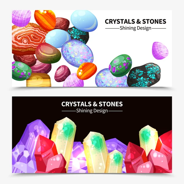 Crystal Stones And Rocks Banners — Stock Vector