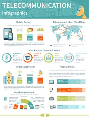 Telekomünikasyon Infographics düzeni