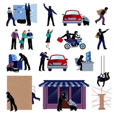 Hırsız düz Icons Set