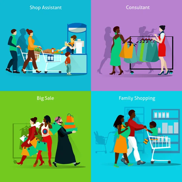 Shopping Concept Icons Set — Stock Vector