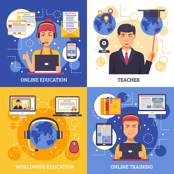 Conceito de design de treinamento de educação online — Vetor de Stock