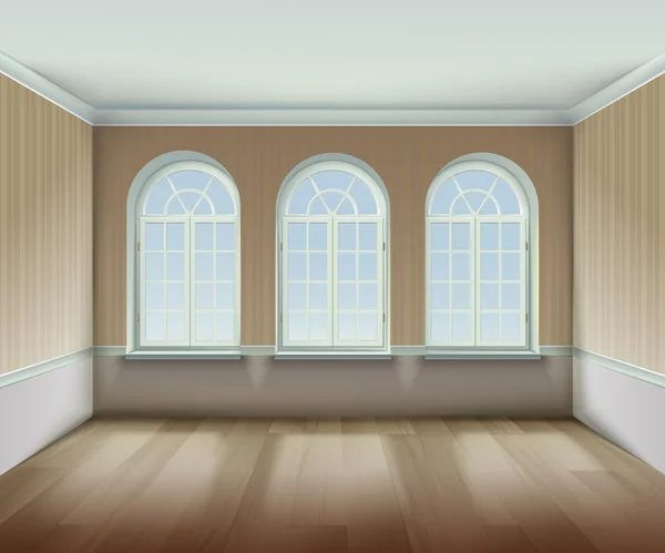 Zimmer mit gewölbten Fenstern Illustration — Stockvektor