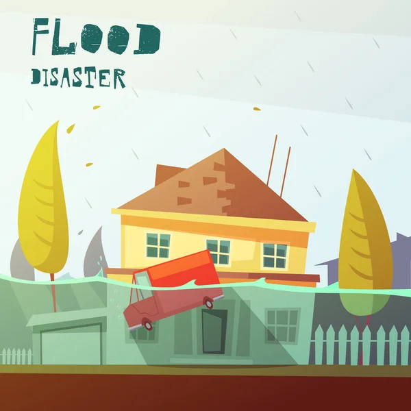 Flood Disaster Illustration — Stock Vector