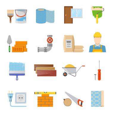 İnşaat malzemeleri Icons Set