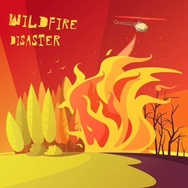 Illustration d'un désastre causé par un incendie de forêt — Image vectorielle