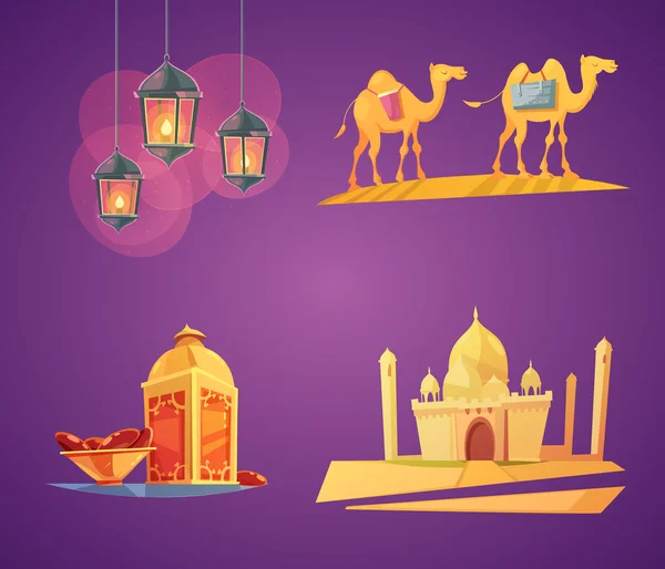 Icônes de bande dessinée Ramadan — Image vectorielle