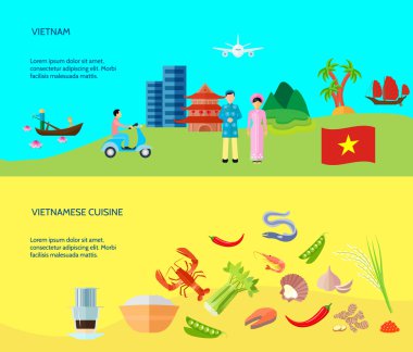 Vietnam Kültürü 2 Yatay Düz Afişler