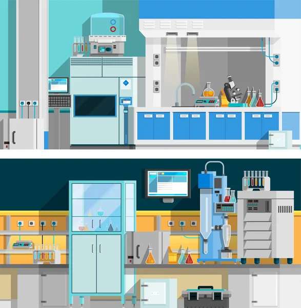 2つの科学実験室水平バナー — ストックベクタ
