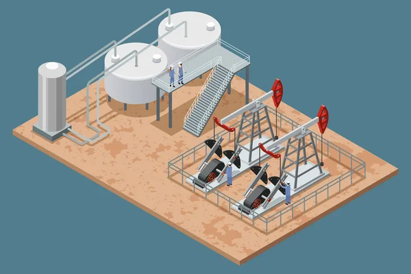 Petrol Üretim Tesisleri İyometrik Afiş — Stok Vektör