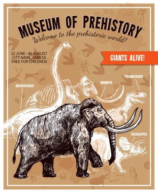 Mamut illüstrasyon Poster kroki el çekilmiş