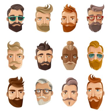 Hipster berber karikatür insanlar kümesi