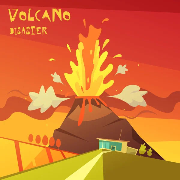 Volcán Desastre Ilustración — Vector de stock