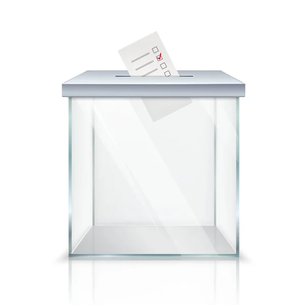 Caja de votación con papeleta marcada — Vector de stock