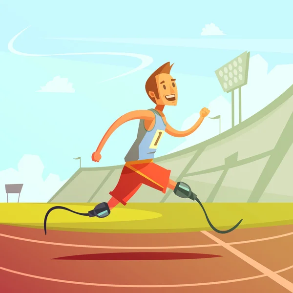 Disabled Runner Illustration — Stock Vector