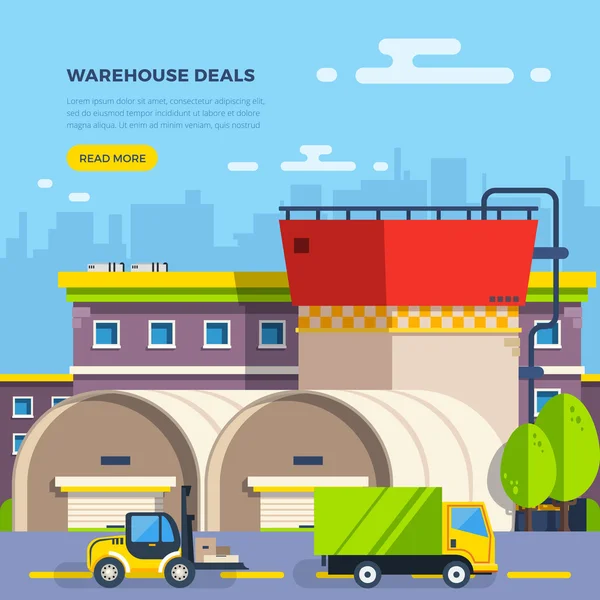 Warehouse Flat Illustration — Stock Vector