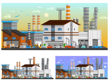 Industrial Buildings Orthogonal Compositions Set clipart