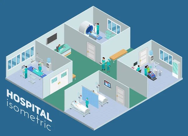 Isometric Medical Hospital Affiche — Image vectorielle