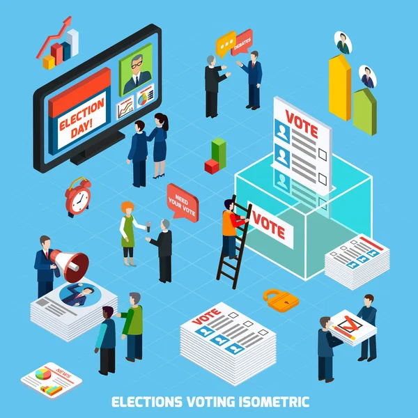 Elecciones y votación Composición isométrica — Archivo Imágenes Vectoriales