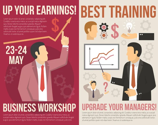 Business Training Consulting Banners verticales planos — Archivo Imágenes Vectoriales