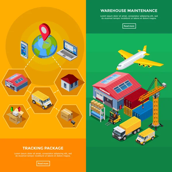 Depo Isometric Pankartları — Stok Vektör