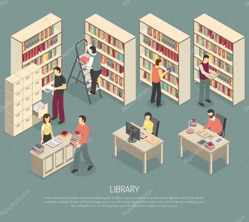 Download Documents Library Archive Interior Isometric Illustration ...