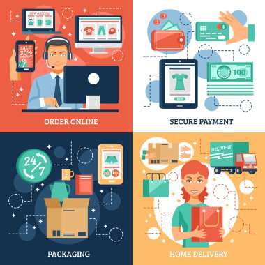 E-ticaret kavramı Icons Set