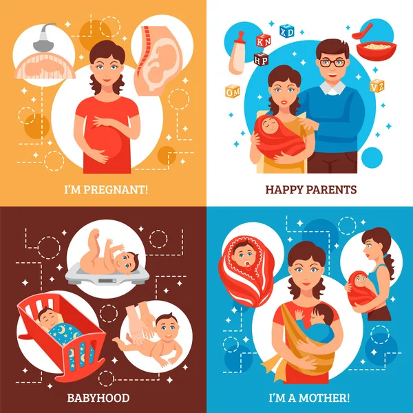 Conjunto de ícones de conceito dos pais —  Vetores de Stock