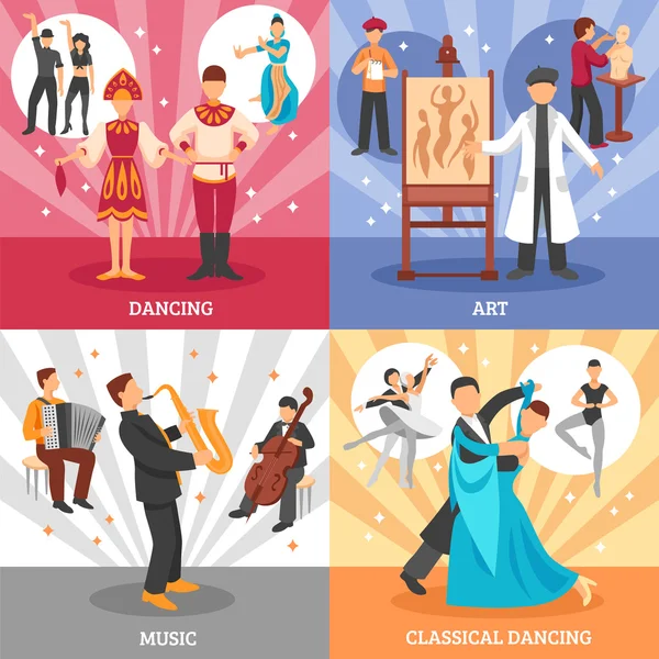 Artist People Concept Icons Set — Stock Vector