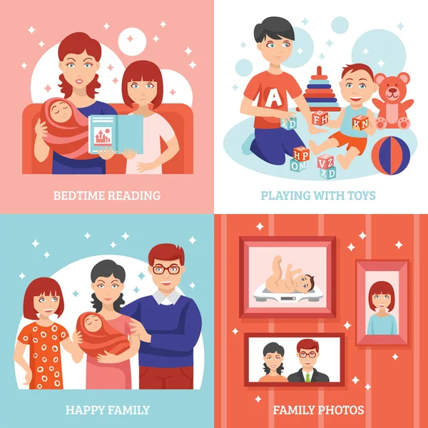 Familie concept icons set — Stockvector