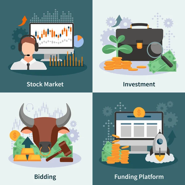 Concepto de diseño de inversión y comercio 2x2 — Archivo Imágenes Vectoriales