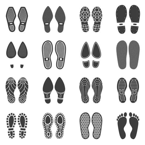 Zapatos Huella Iconos — Archivo Imágenes Vectoriales