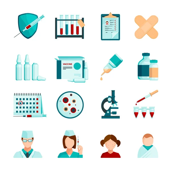 Vaccinatie platte Icons Set — Stockvector