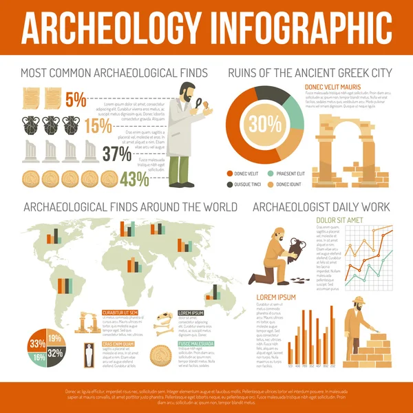 Arkeoloji Infographics illüstrasyon — Stok Vektör