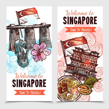 Singapur Sketch Dikey Afişler