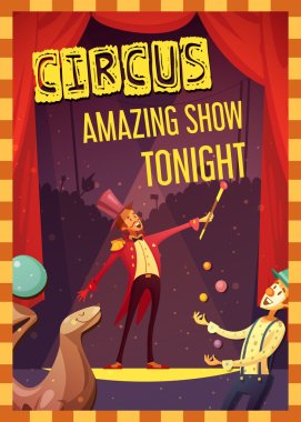 Circus Performance Announcement Retro Style Poster clipart