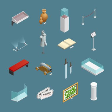 Müze izometrik Icons Set