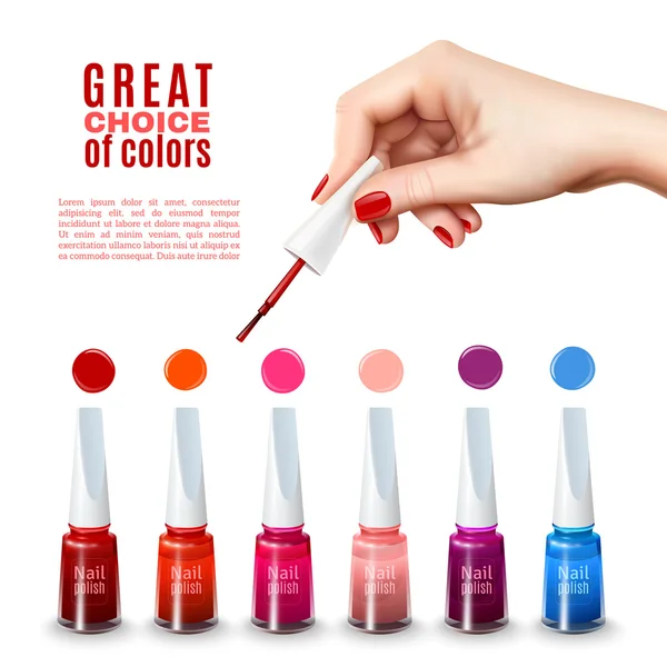 Καλύτερα χρώματα βερνίκι νυχιών ρεαλιστική αφίσα — Διανυσματικό Αρχείο