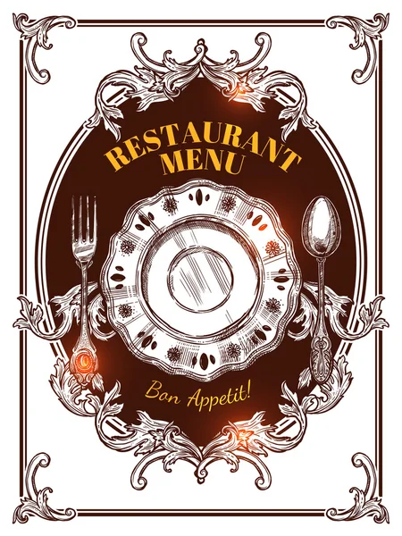 餐厅菜单复古封面 — 图库矢量图片