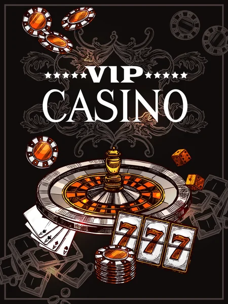 Ескіз казино плакат — стоковий вектор