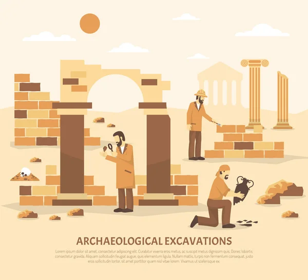 Ilustración de excavación arqueológica — Archivo Imágenes Vectoriales