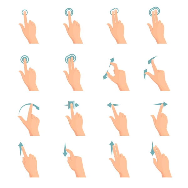 Set de iconos planos Touch Gestures — Vector de stock