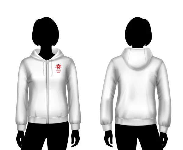 Women hooded sweatshirt template — ストックベクタ