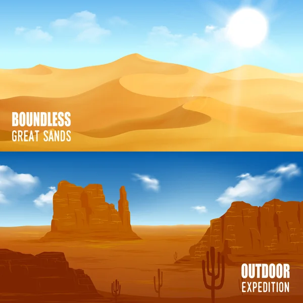 Banners horizontales del desierto — Vector de stock