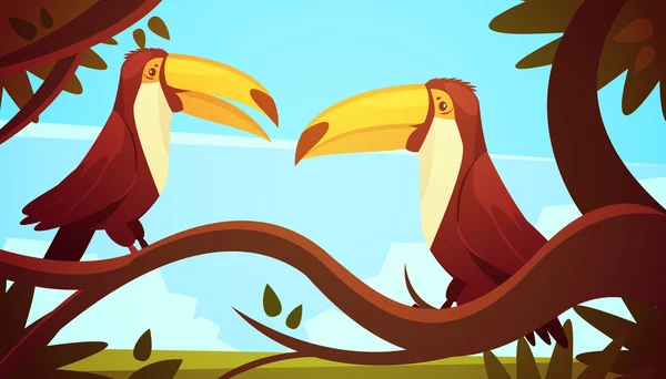 Toucan Birds Background Poster — Stock Vector